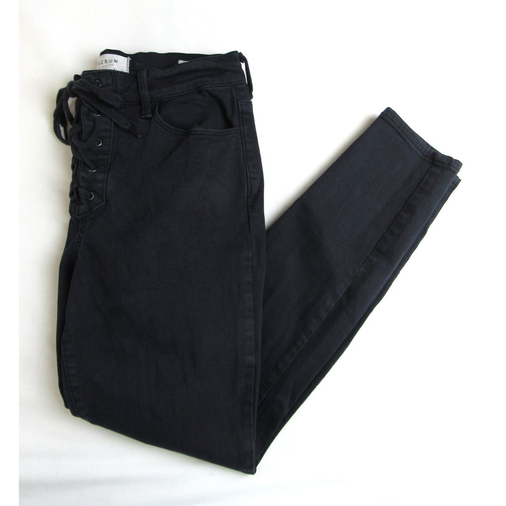 Pacsun High Rise Jegging Black Lace-Up Front Women's Size 26S - Picture 3 of 8